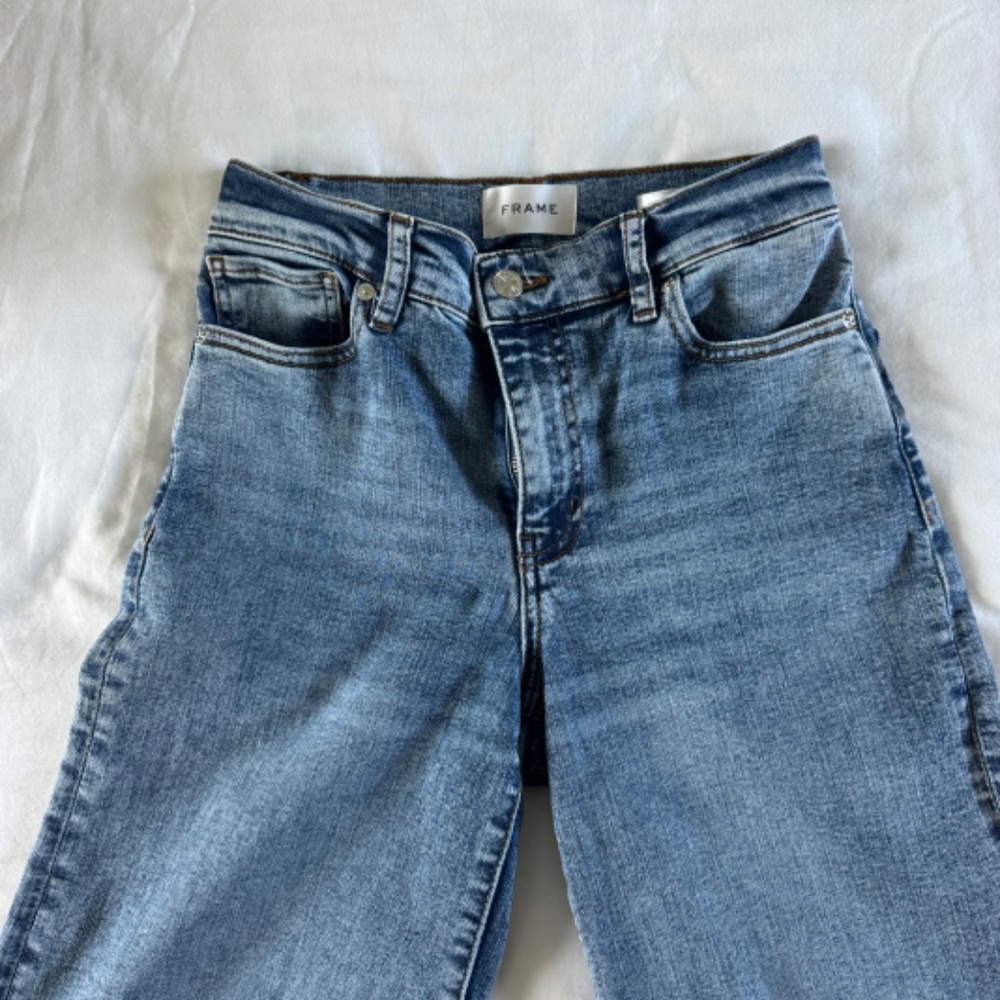 FRAME Le Pixie High Waist Slim Palazzo Jeans (Rowley) (Petite) - Picture 4 of 5